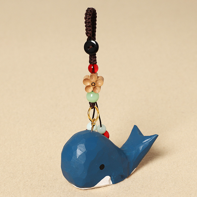 Wood carving blue whale-peach wood plum blossom style