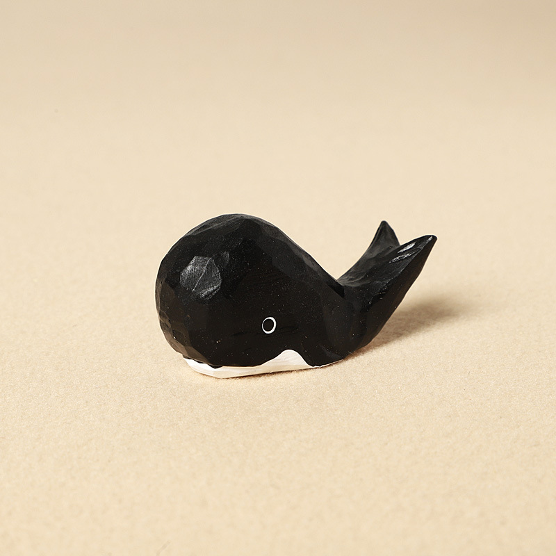 Wood carving black whale-individual ornament