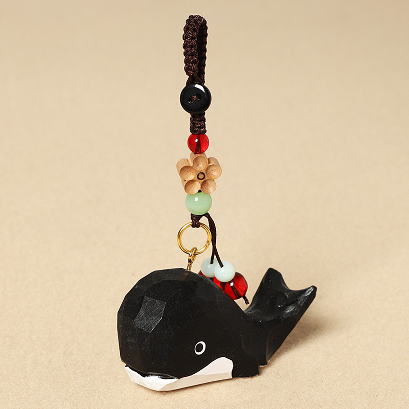 Wood carving black whale-peach wood plum blossom style