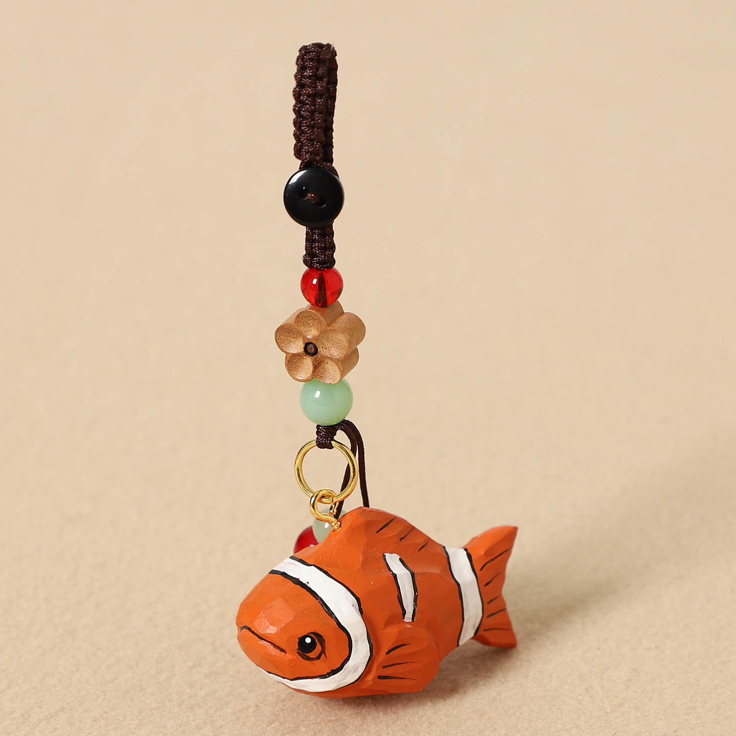 Wood carving clown fish-peach wood plum blossom style