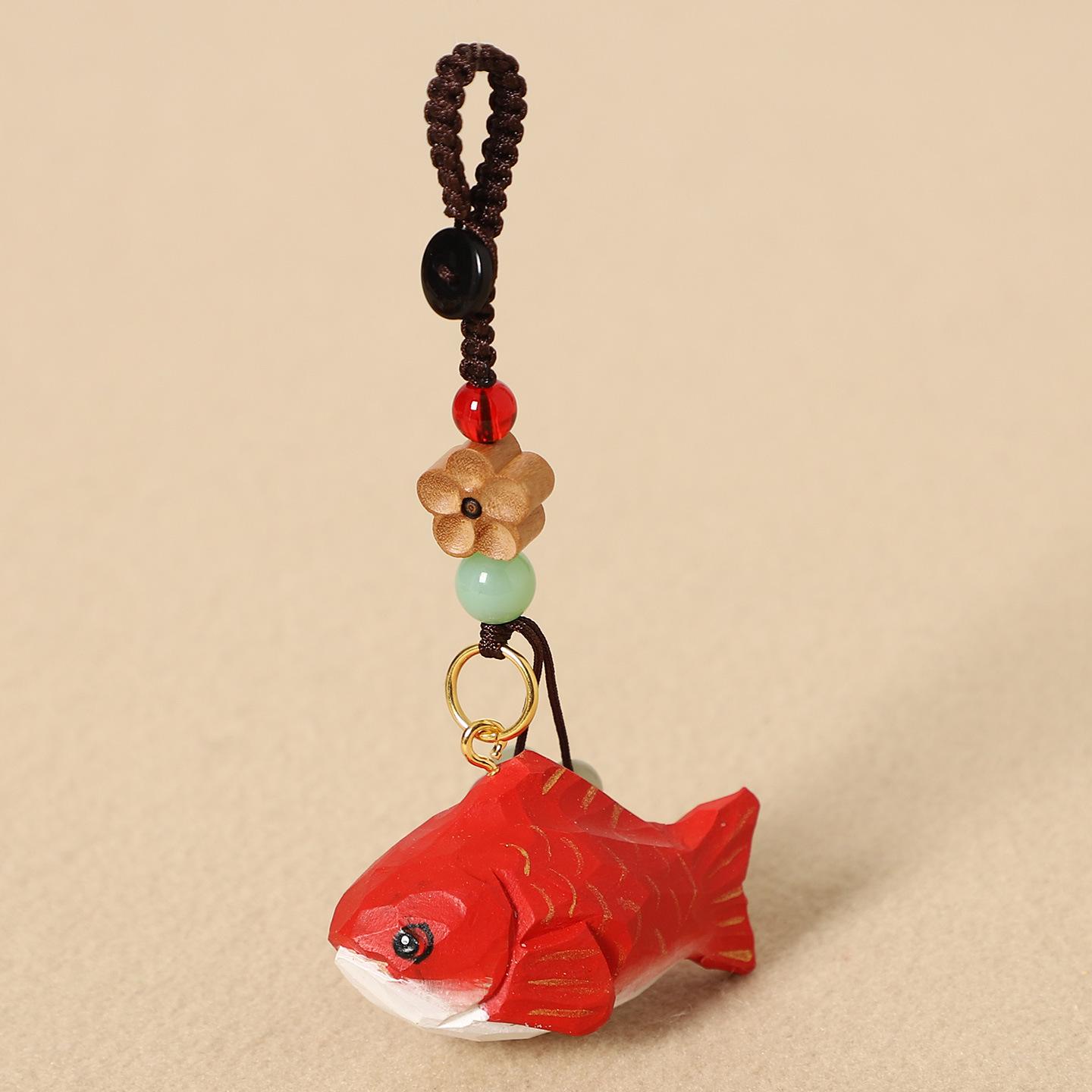 Wood carving small koi-peach wood plum blossom style