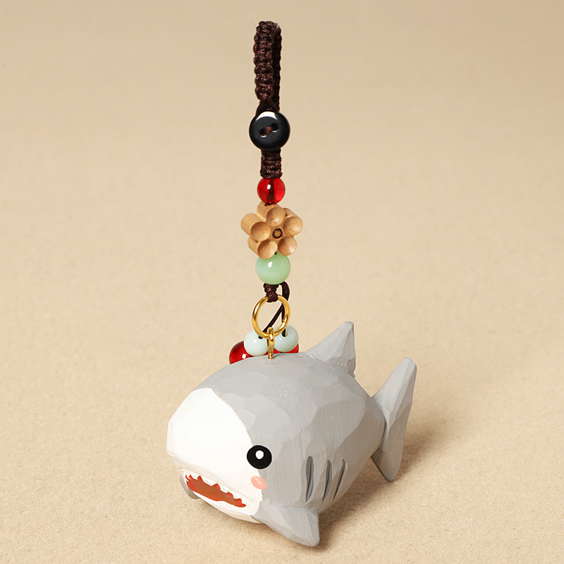 Wood carving big shark-peach wood plum blossom style