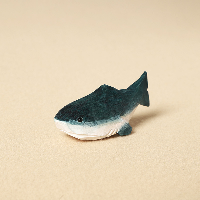 Wooden carved shark - single ornament