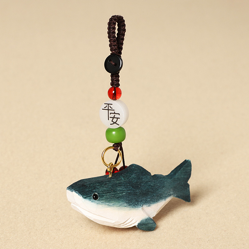 Wooden carved shark - peace & safety edition