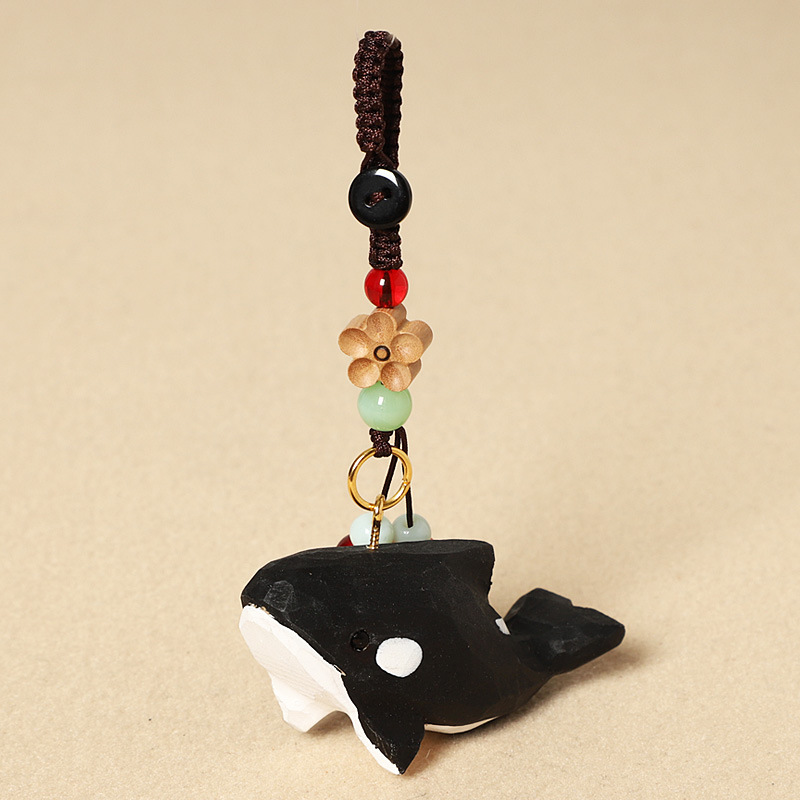 Wood carving killer whale-peach wood plum blossom style