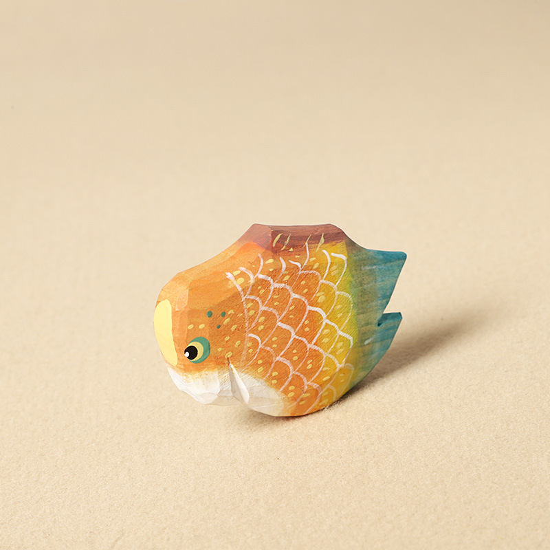 Large wood carving koi-fish-single ornament