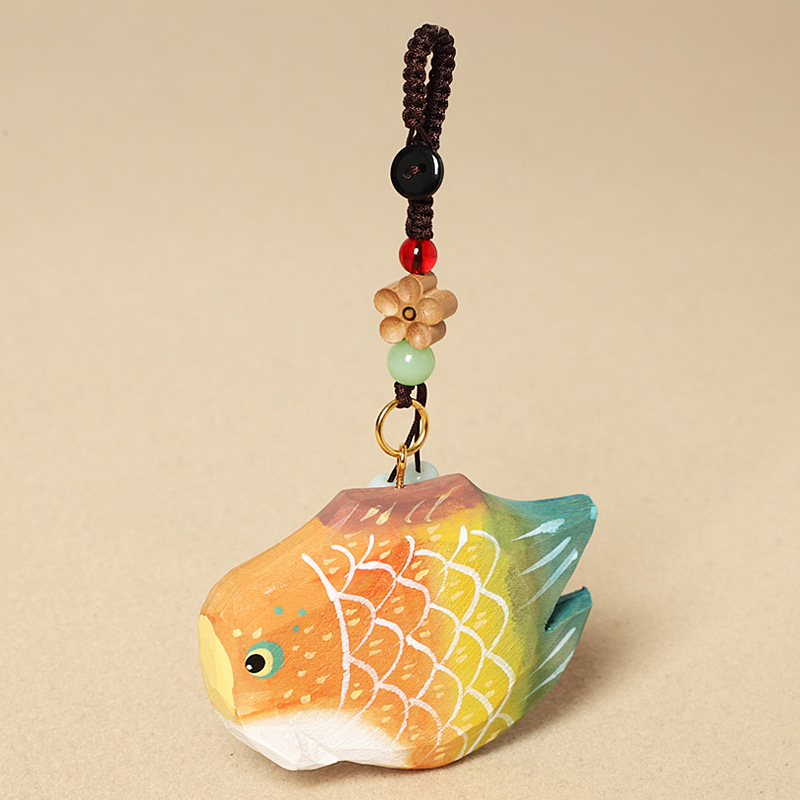 Wood carving large koi-peach wood plum blossom style