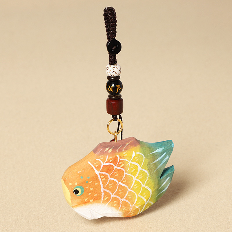 Wood carving big koi-six-character mantra