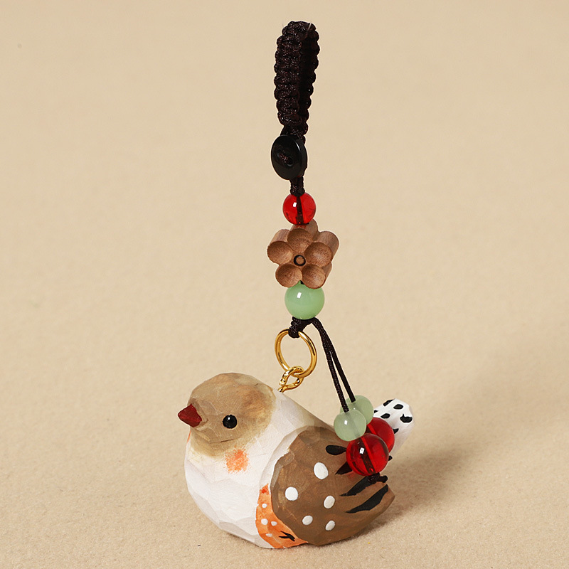 Wood carving small pearl bird-peach wood plum blossom style