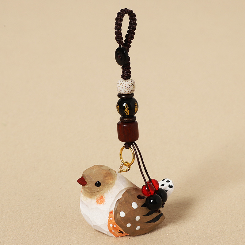 Wood carving small pearl bird-six-character mantra