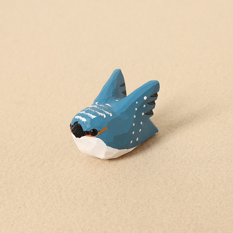 Wood Carving Blue Bird with Spreading Wings - Decorative Item