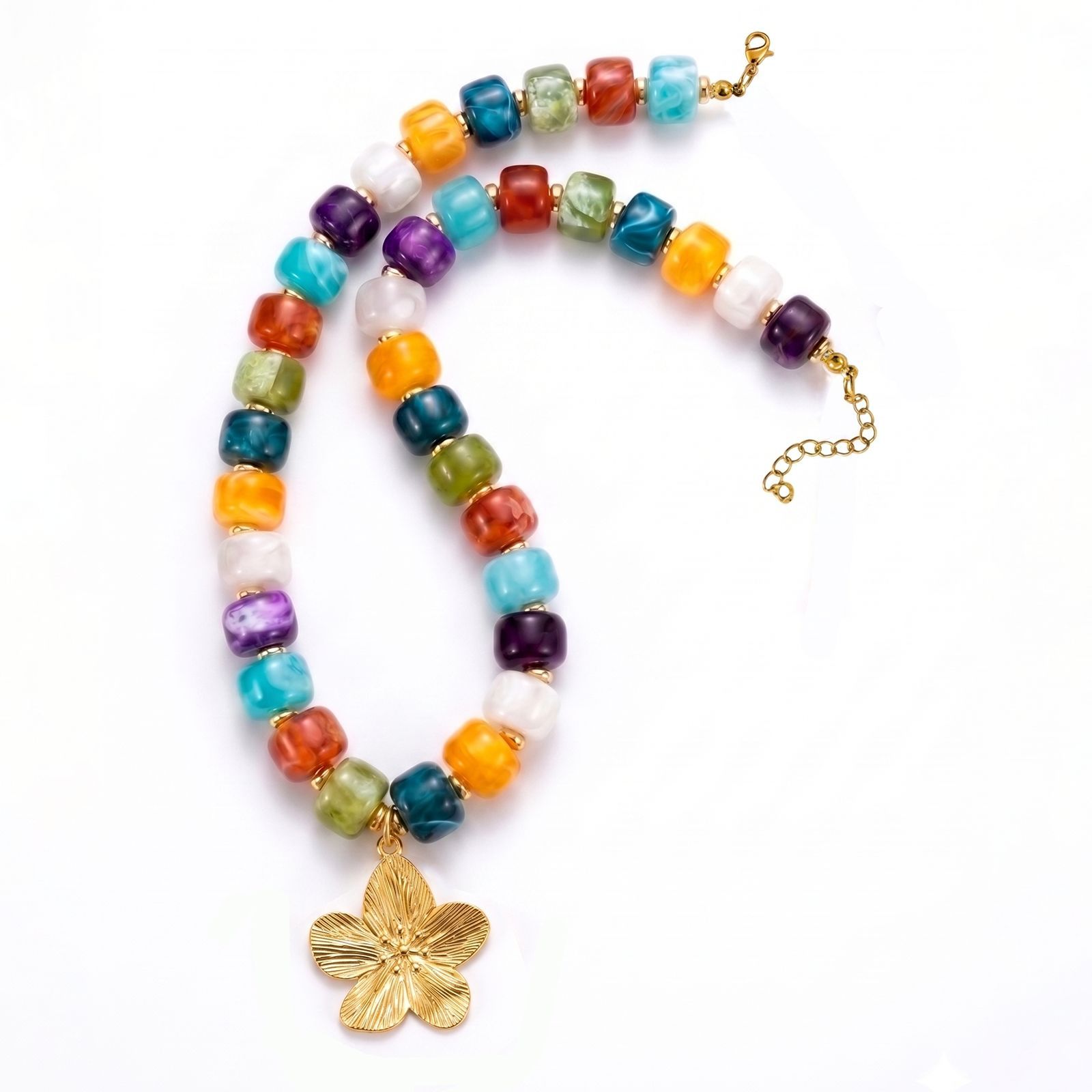 Flower pendant dopamine beaded necklace