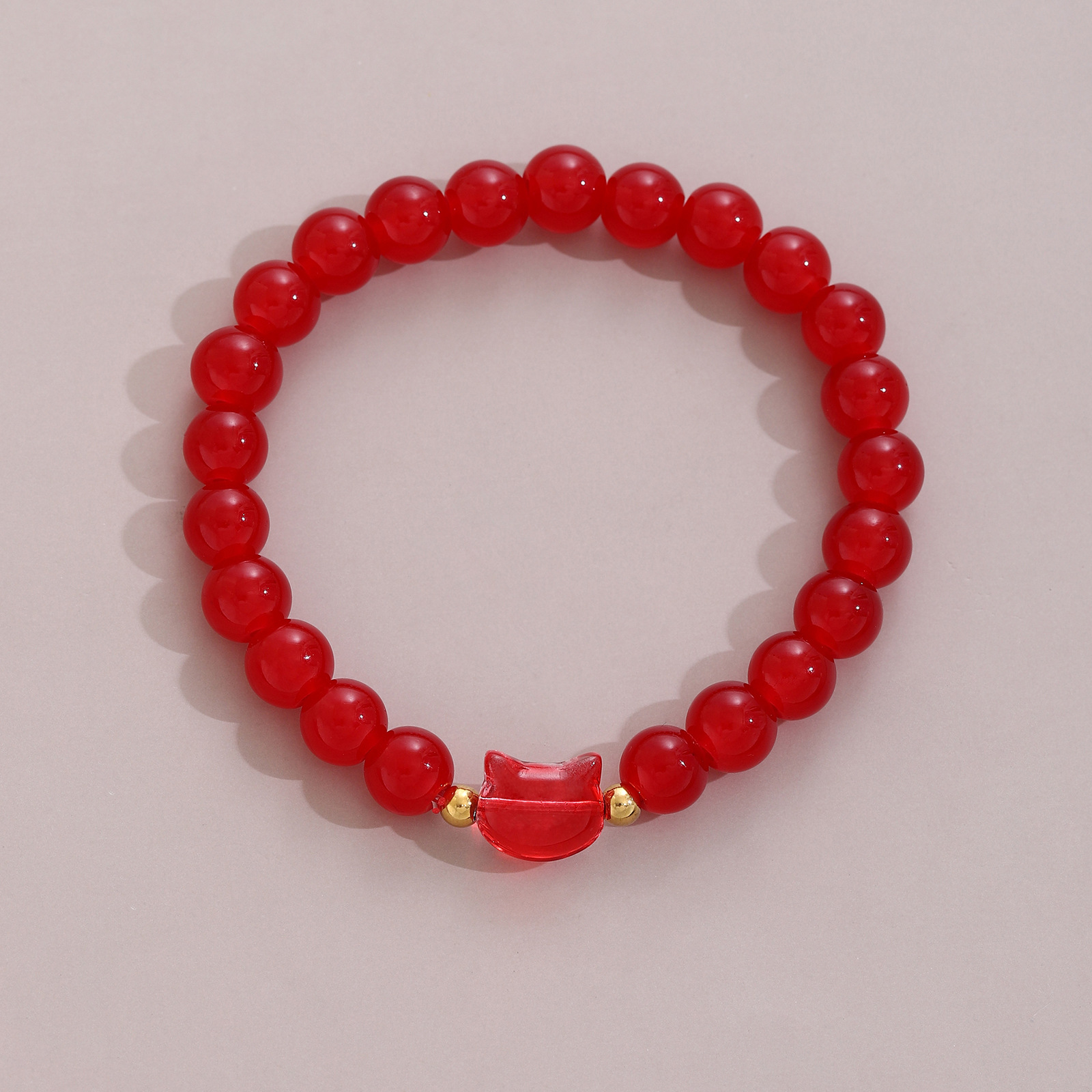 1 piece kitten beaded bracelet red