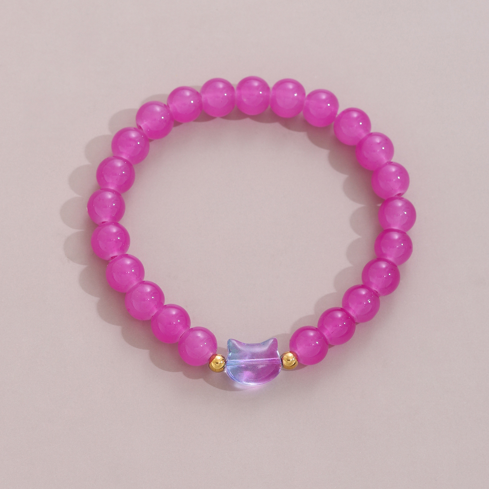 1 piece kitten beaded bracelet purple