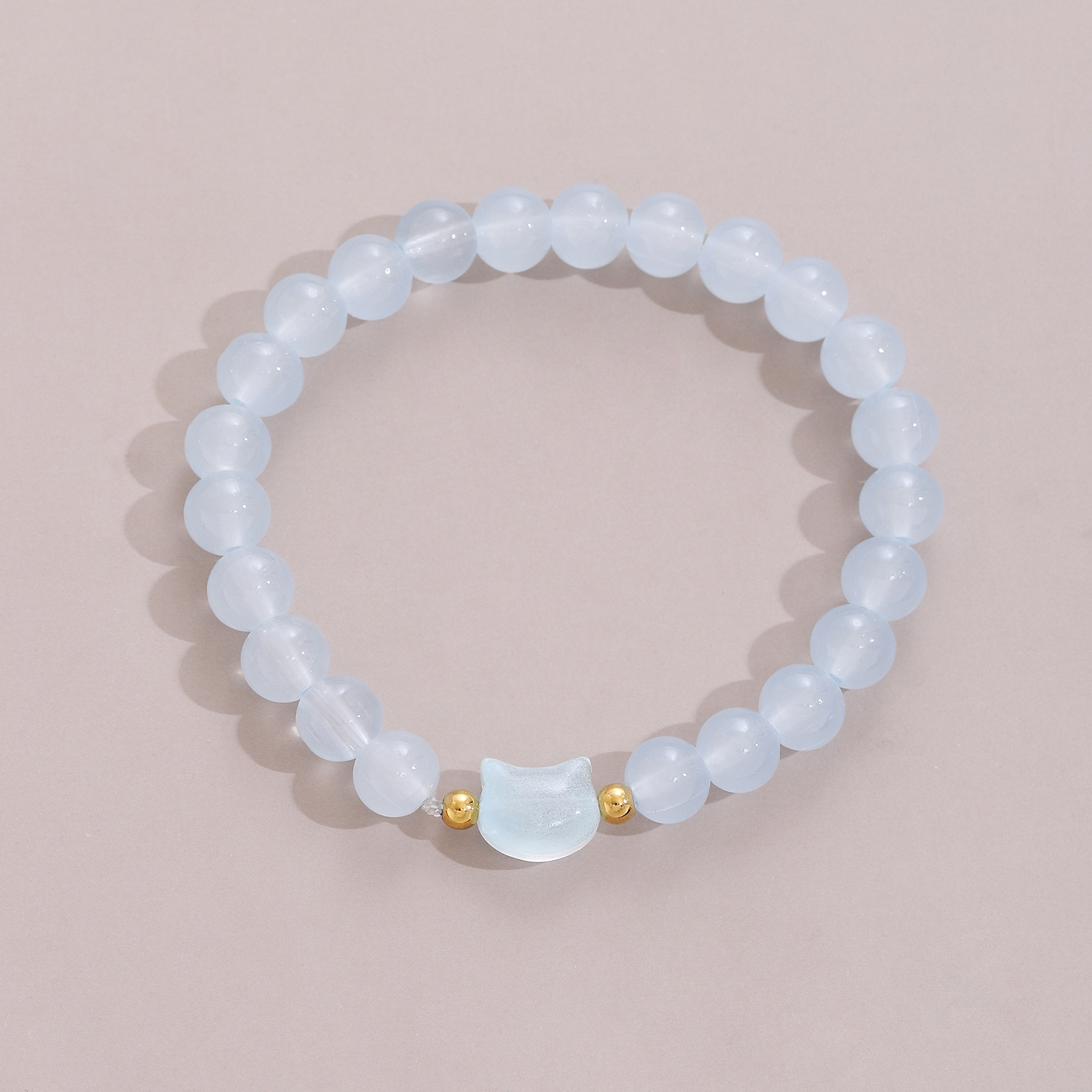 1 piece kitten beaded bracelet light blue