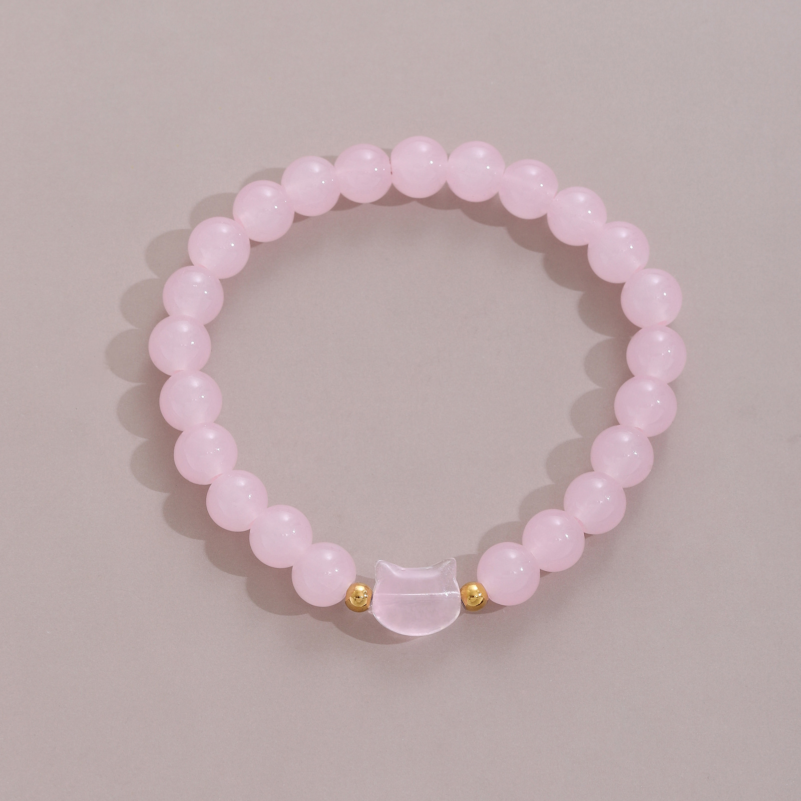 1 piece kitten beaded bracelet light pink