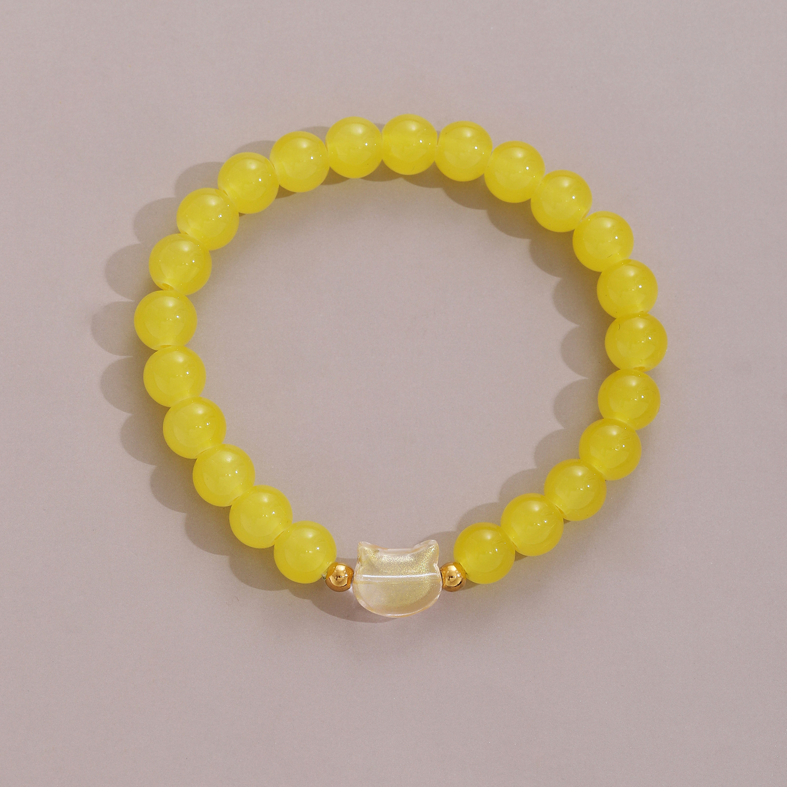 1 piece kitten beaded bracelet yellow