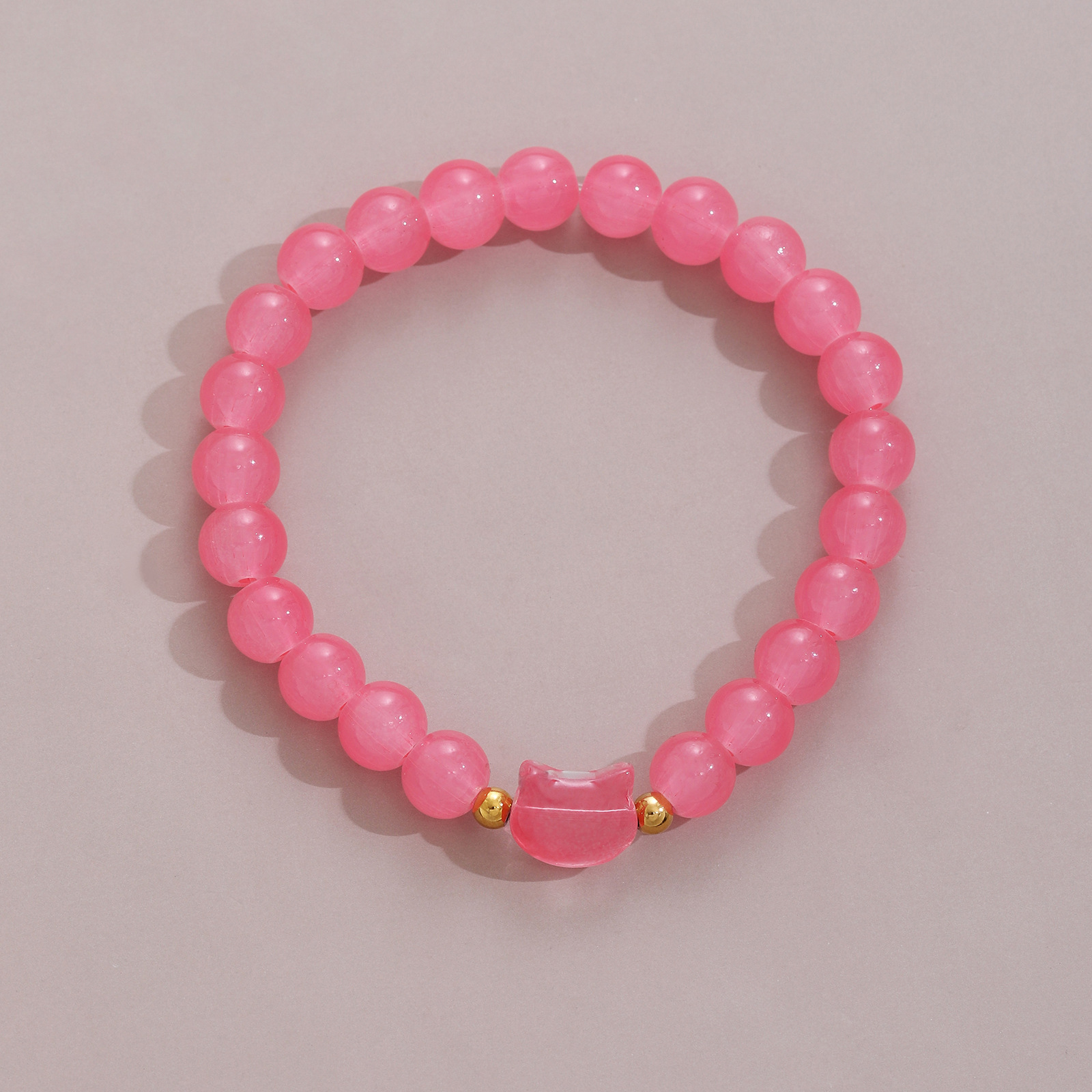 1 piece kitten beaded bracelet pink