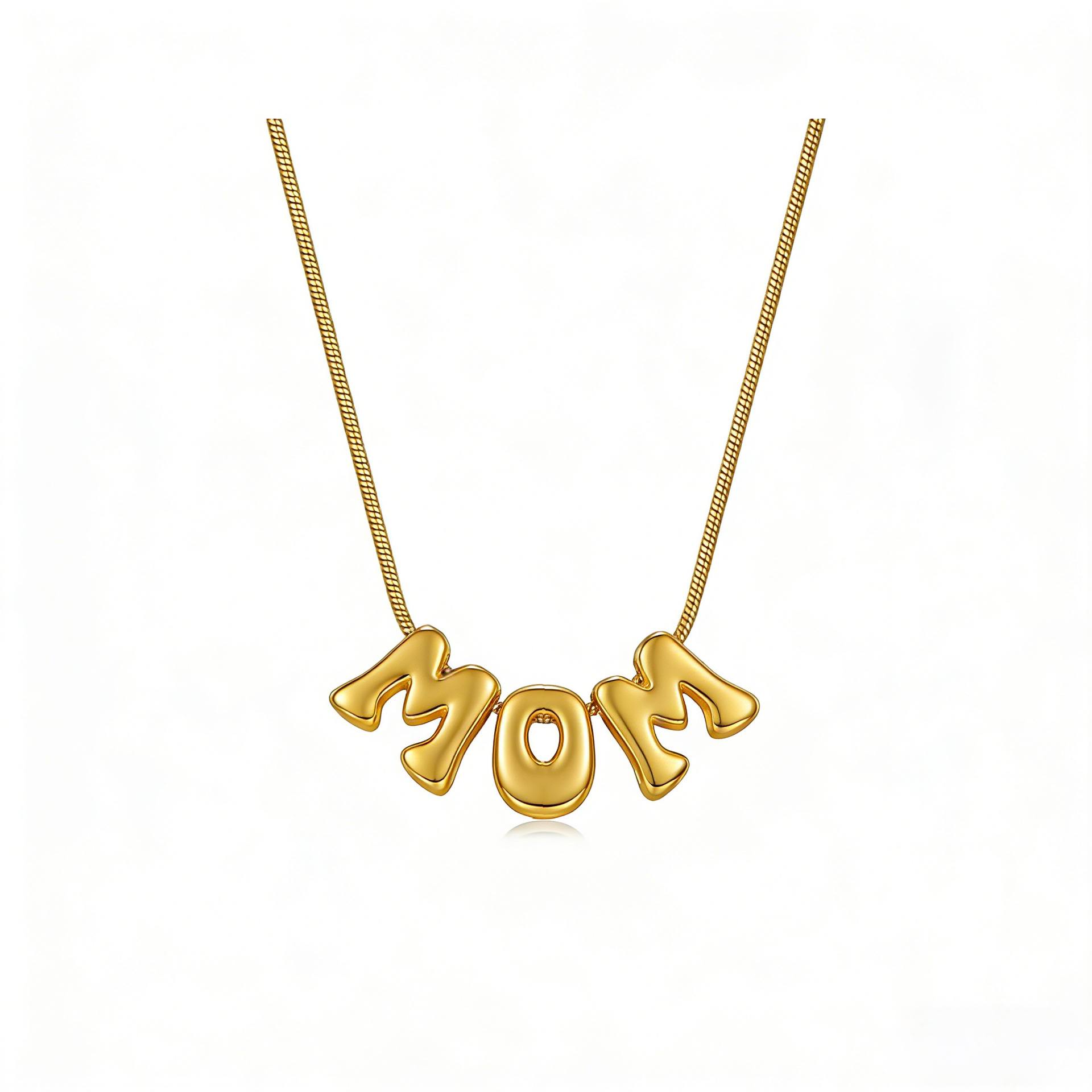 Glossy bubble mom snake bone necklace gold