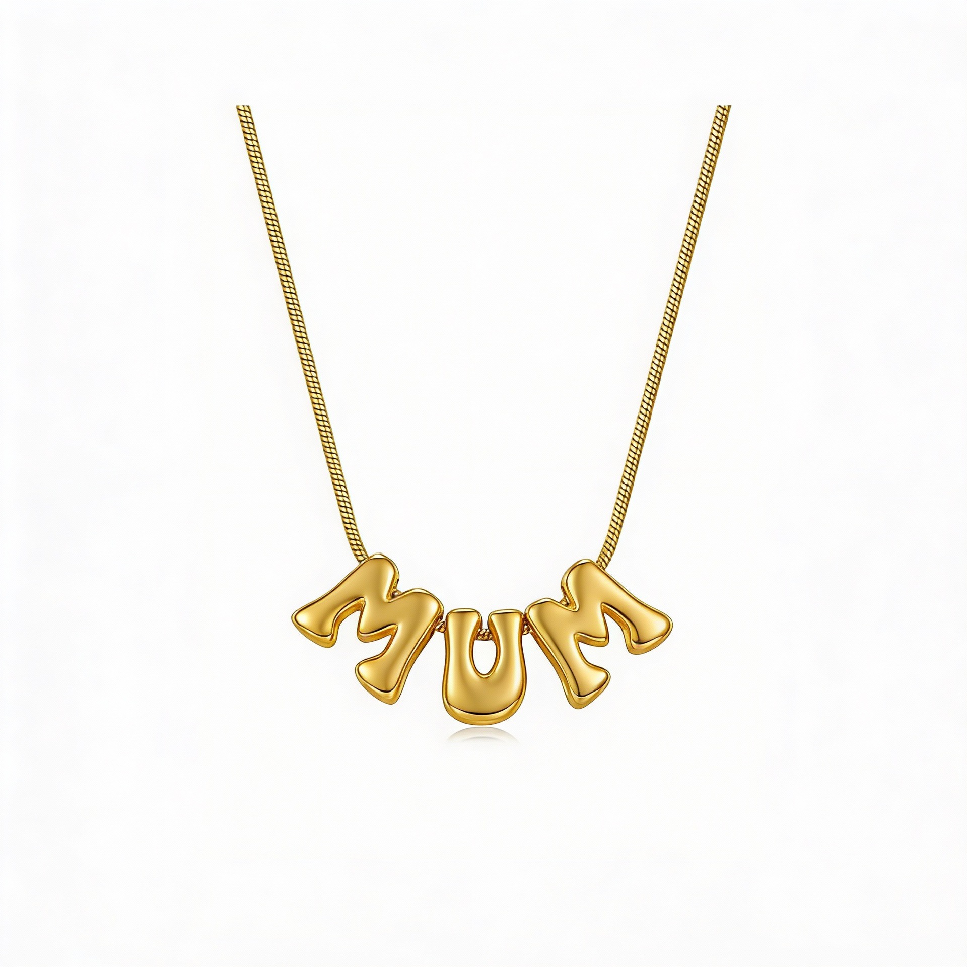 Glossy bubble mum snake bone necklace gold
