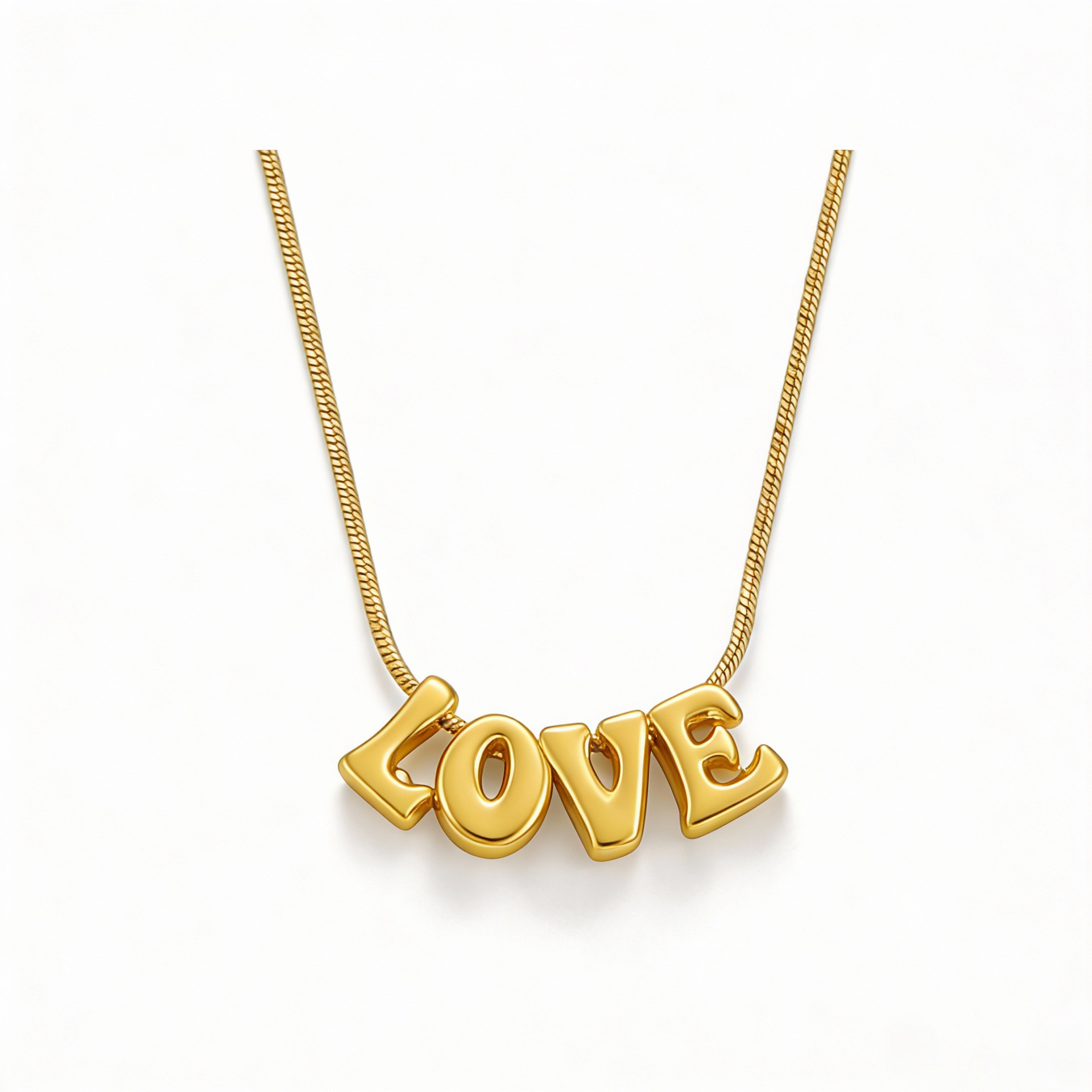 Glossy bubble love snake bone necklace gold
