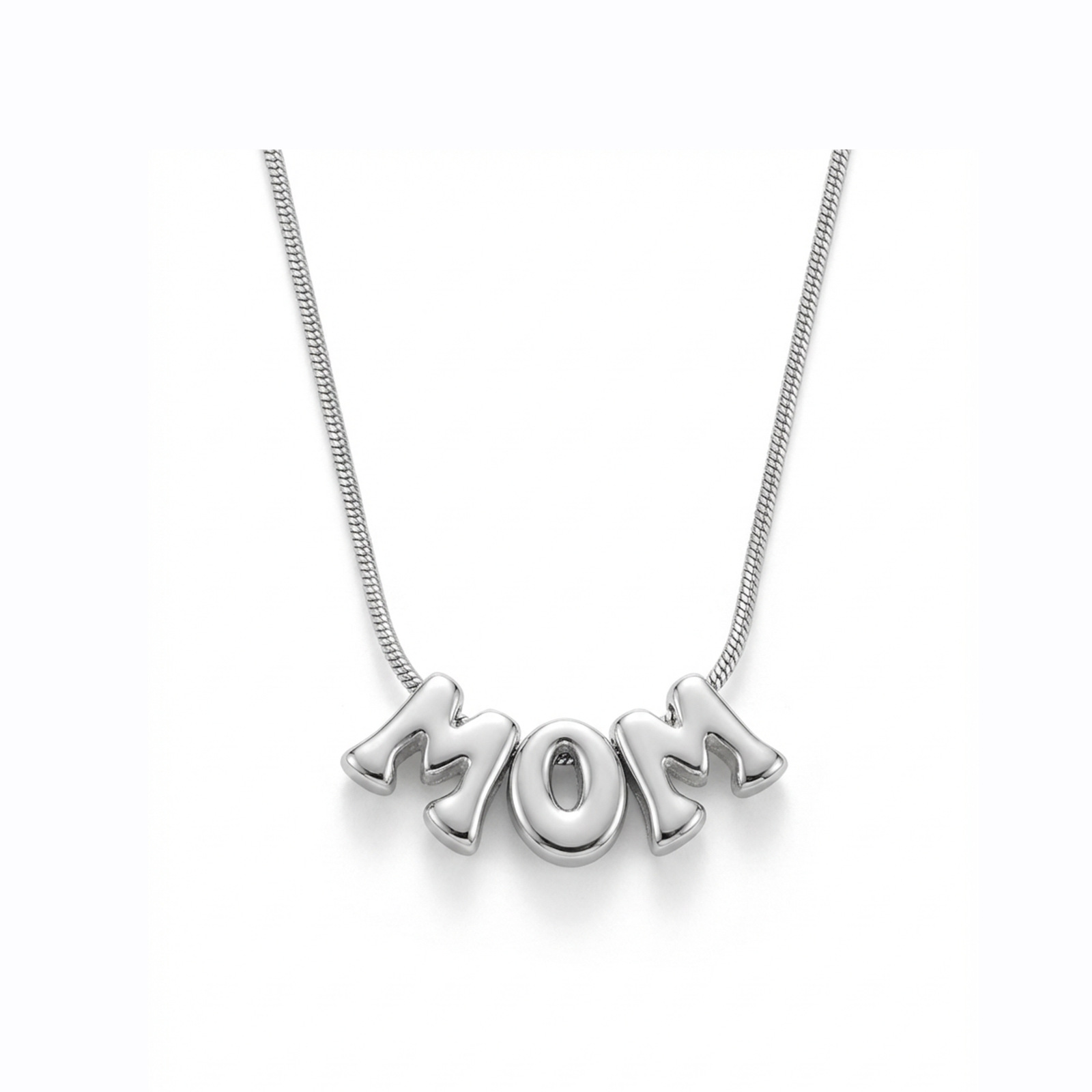 Glossy bubble mom snake bone necklace silver