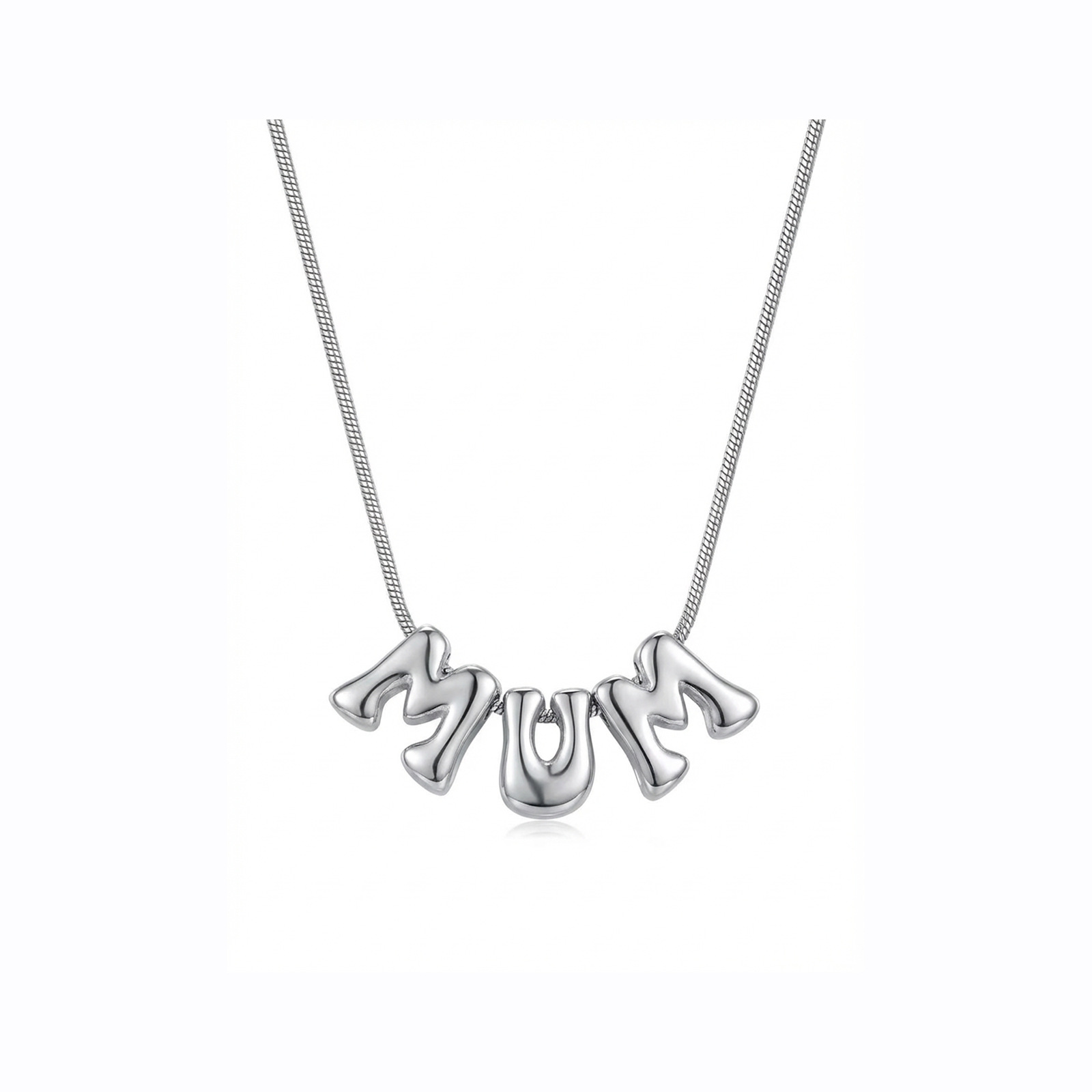 Glossy bubble mum snake bone necklace silver