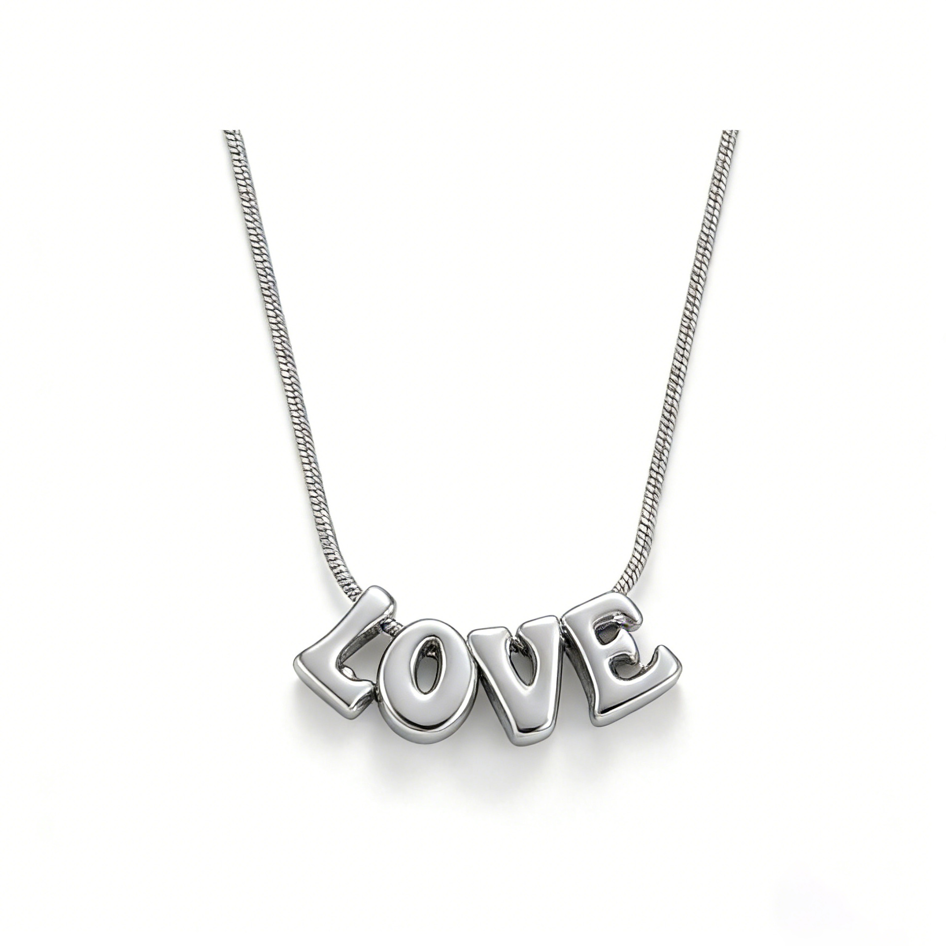 Glossy bubble love snake bone necklace silver