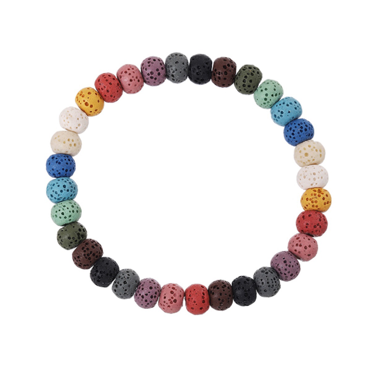 Colored volcanic stone bucket beads