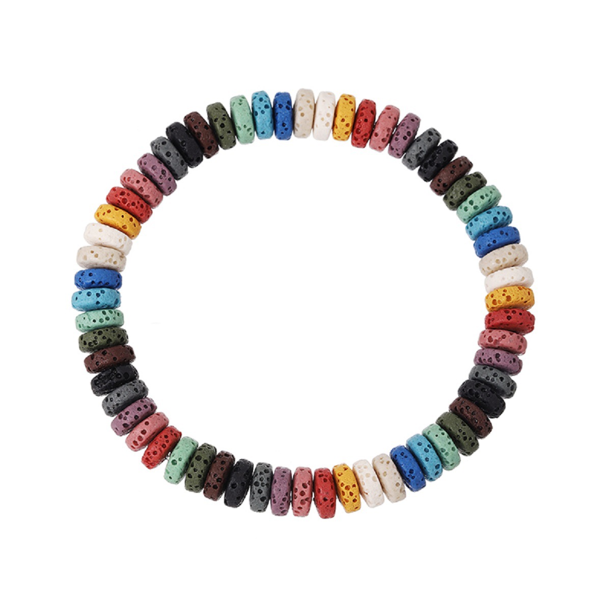 Colored volcanic stone flat beads