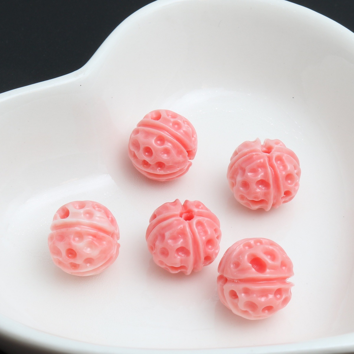 Watermelon red carved beads 9*13mm