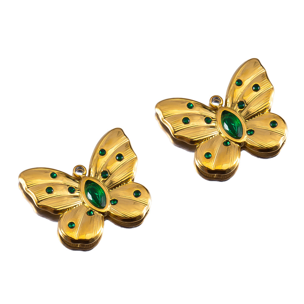 Butterfly-green diamond-21x17mm