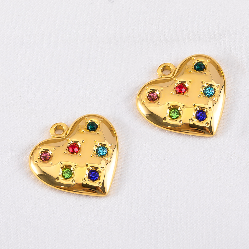 Heart-shaped rhinestone embellishment - mixed colors - 15x15mm