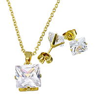 Cubic Zirconia Stainless Steel Jewelry Sets