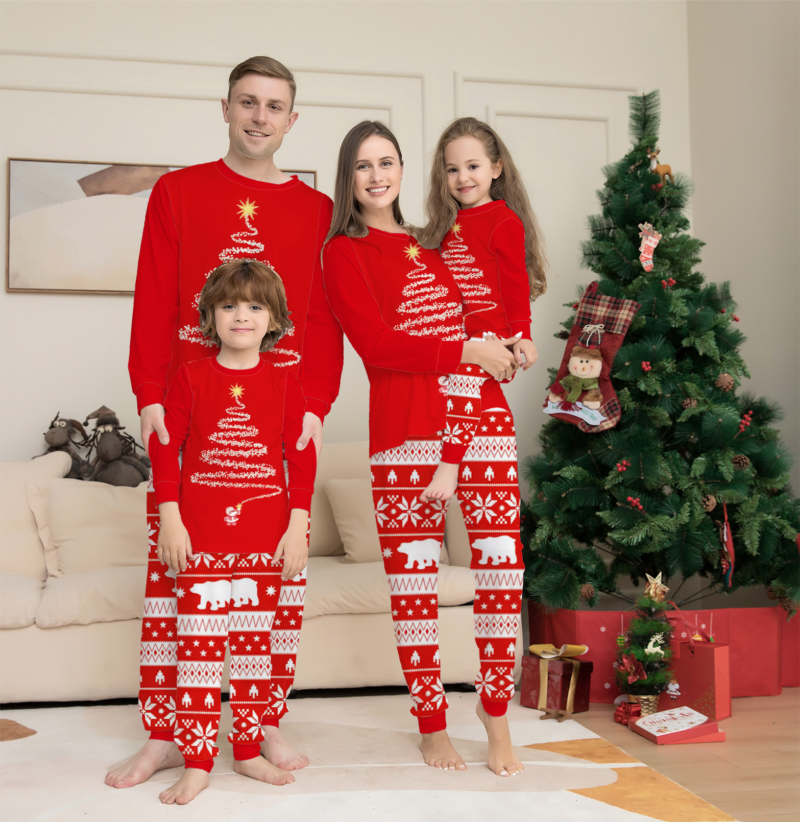 Weihnachten Paar und Elternkind Bekleidung