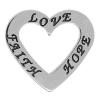 Zinc Alloy Message Pendants, Heart, word love, plated 