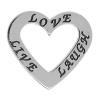 Zinc Alloy Message Pendants, Heart, word love, plated, with letter pattern nickel, lead & cadmium free 