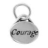 Sterling Silver Message Pendant, 925 Sterling Silver, Oval, word courage, plated, with letter pattern 