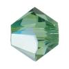 Perle bicône Xilion cristal CRYSTALLIZED™5328, CRYSTALLIZED™, facettes, Erinite AB, 4mm Vendu par sac