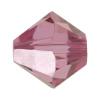 Perle bicône Xilion cristal CRYSTALLIZED™5328, CRYSTALLIZED™, facettes, rose, 6mm Vendu par sac