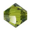 Perle bicône Xilion cristal CRYSTALLIZED™5328, CRYSTALLIZED™, facettes, Olive, 6mm Vendu par sac