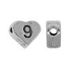 Sterling Silver Number Beads, 925 Sterling Silver, Heart, plated, with number pattern 